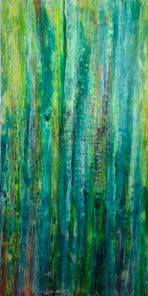 Two piece commission, 4' x 8' Encaustic (bees wax, damar resin & 0il) on Wood Panel