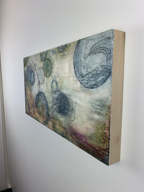 "Jumping Through Hoops" 12 x 24 Encaustic